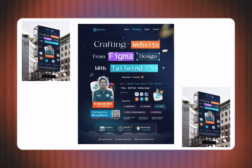 Cover project desain poster webinar Tailwind CSS untuk Inatechno